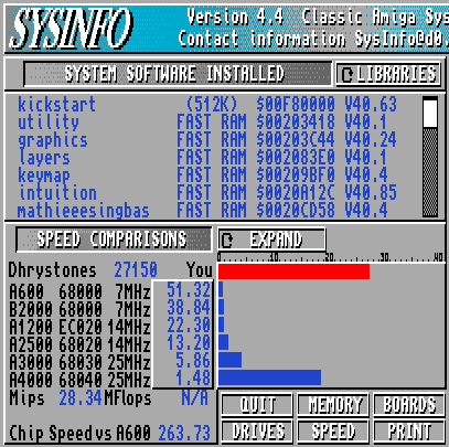 SysInfo A1200, 2 Mo Chip, 8 Mo Fats, Cycle Exact