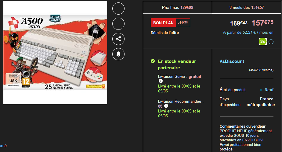 A500 Mini (AS Discount - FNAC) 157.75 €